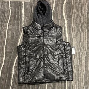 Sean John Black Puffer Vest with Hood